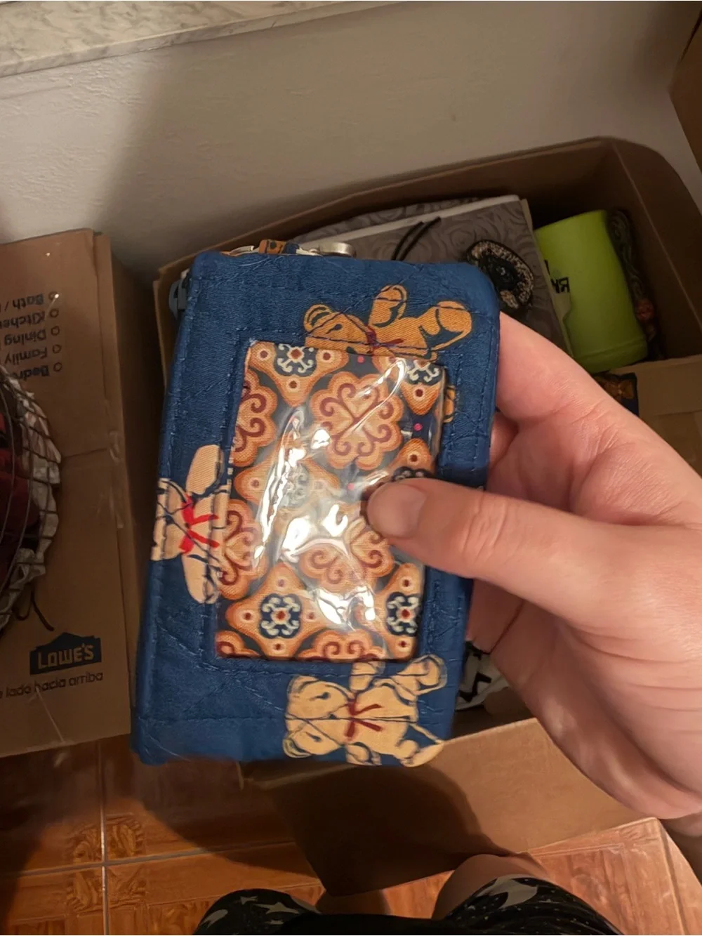 Vera Bradley Blue Quilted Wristlet with Yellow Bear Print - Picture 2 of 2